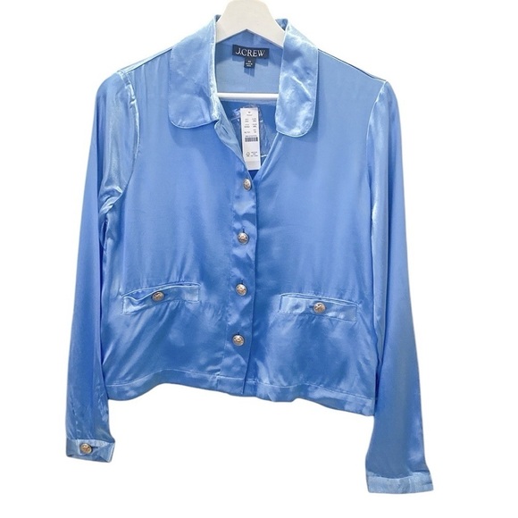 NWT J. Crew Chic Blue Button-Up Blouse - Picture 2 of 4
